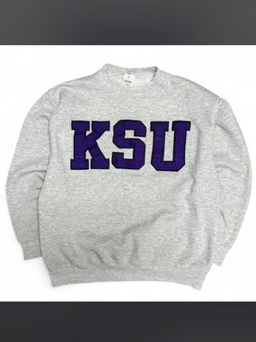 KSU Gray Crewneck Sweatshirt with Purple Lettering